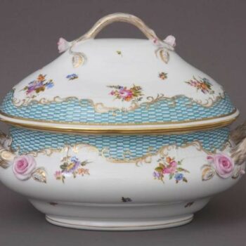 Soup tureen, branch knob - Turquoise Eclectic (4QT)