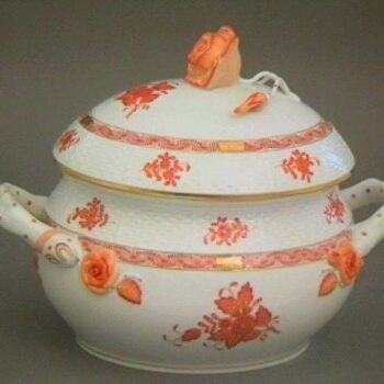 Soup tureen, rose knob - Chinese Bouquet Deep Rust