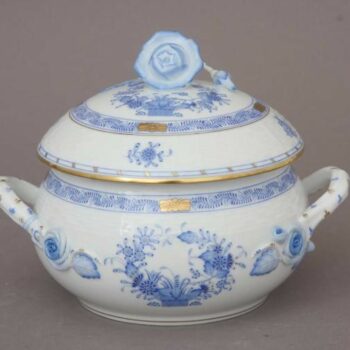 Soup tureen, rose knob - Indian Basket Blue