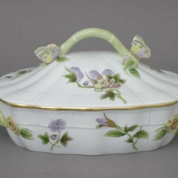 Vegetable dish, butterfly knob - Royal Garden Flowers