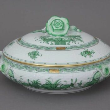 Vegetable dish, twisted knob - Indian Basket Green
