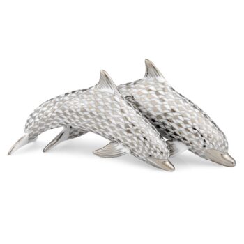 Pair of Dolphins, Feng Shui - Fishnet Platinum