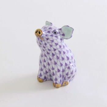 Sitting Little Pig - Fishnet Purple