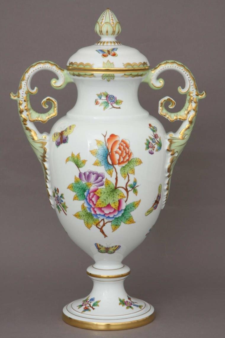 Fancy vas with lid - Chinese Bouquet Green