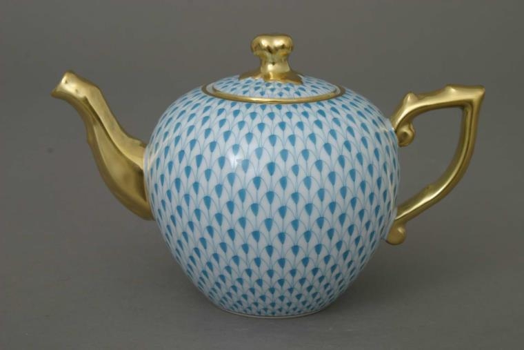 Herend Teapot, Twisted Knob - Fishnet Colors