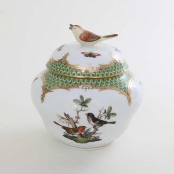 Herend Fancy Box - Bird Knob - Rotschild Bird Fishnet Green