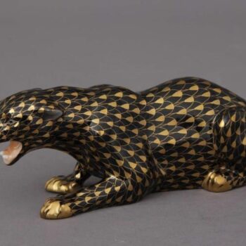 Herend Panther Fishnet Black and Gold