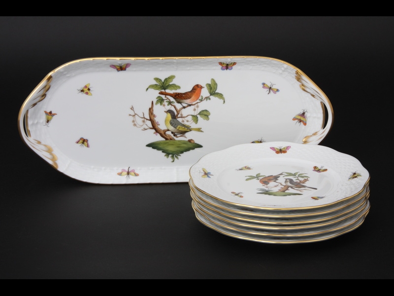 Herend Dessert Set for 6 - Rothschild Bird