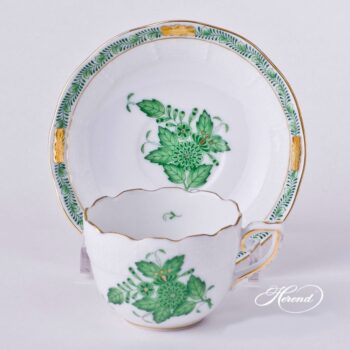 Herend Espresso Cup and Saucer - Apponyi Chinese Bouquet Green
