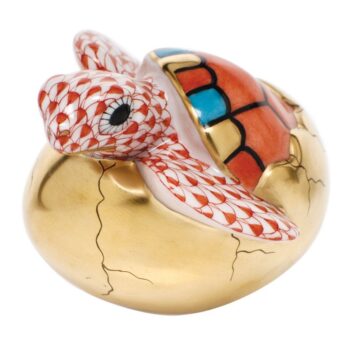 Herend Hatching Sea Turtle Figurine Rust Fishnet