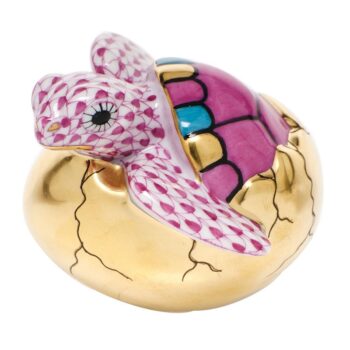 Herend Hatching Sea Turtle Figurine Pink Fishnet
