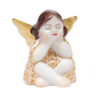 Herend Heavenly Bliss Angel Figurine Butterscotch Fishnet