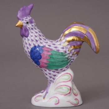 05032-0-00 VHLM Medium Rooster Figurine - Fishnet Purple Lilac Fishnet Purple - Only available with Herend Canada