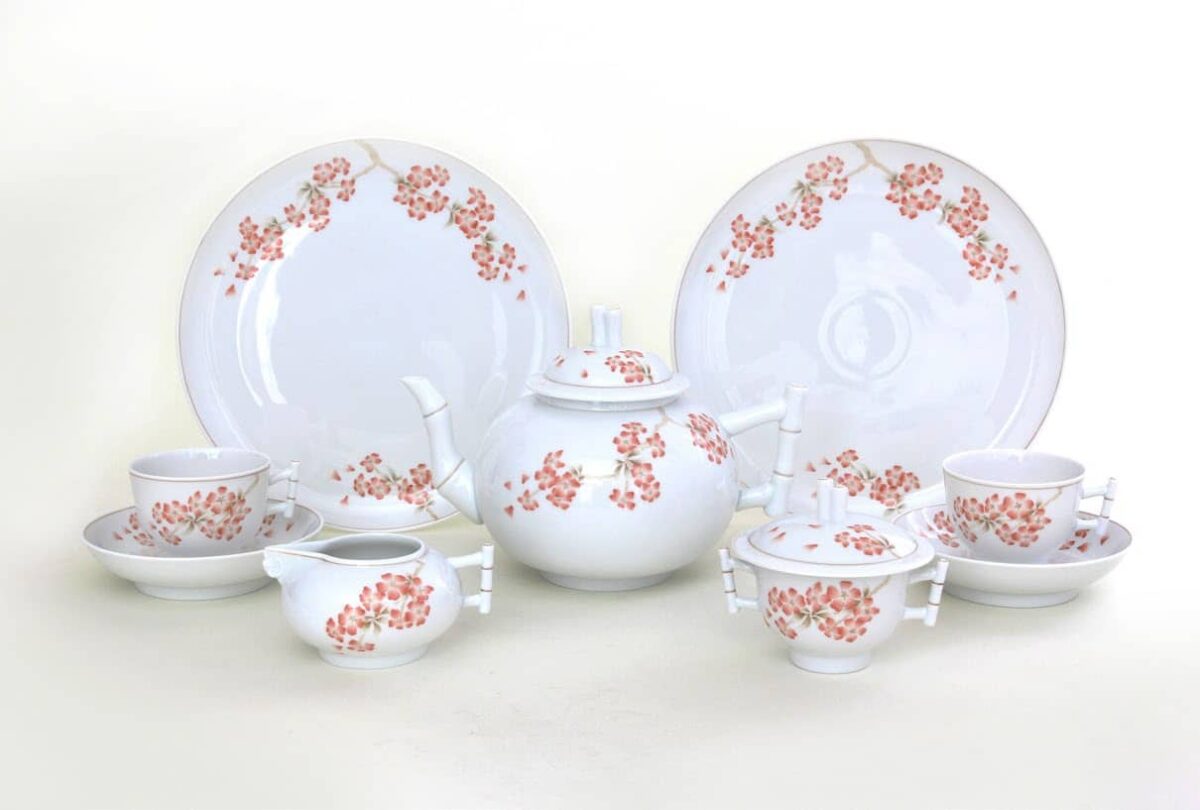 herend porcelain cHERRY BLOSSOM Pattern CERI G Limited teaset for two, Limited edition 100 pcs.
