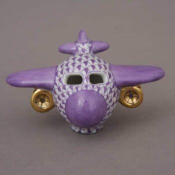 Airplane - Fishnet Purple Full Baby Gift for Boys - Herend Airplane Figurine - Fishnet Edition