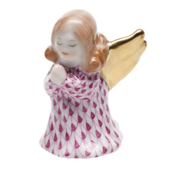 Small Praying Angel Figurine - Fishnet Pink