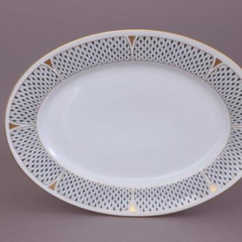 02102-0-00 VHNKN Oval Dish - Art Deco Fishnet Black