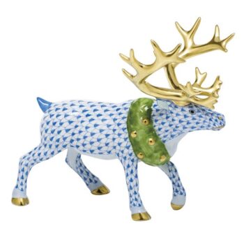 Herend Holiday Reindeer Fishnet Colors Beautiful handmade figurine designed in a very realistic position and hand-painted with Herend's classic and world-famous fishnet decor