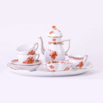 Herend-Espresso-Set-Chinese-Bouquet-Rust-Apponyi-Orange-AOG-Herend-Fine-china-