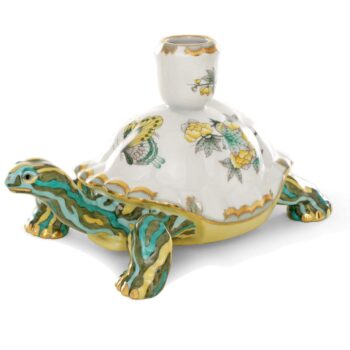 Herend Green and Yellow Queen Victoria Tortoise w. candle holder