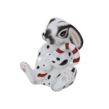 Herend-16075-0-00 MCD-Bunny-With-Candy-Cane-Matt-Natural