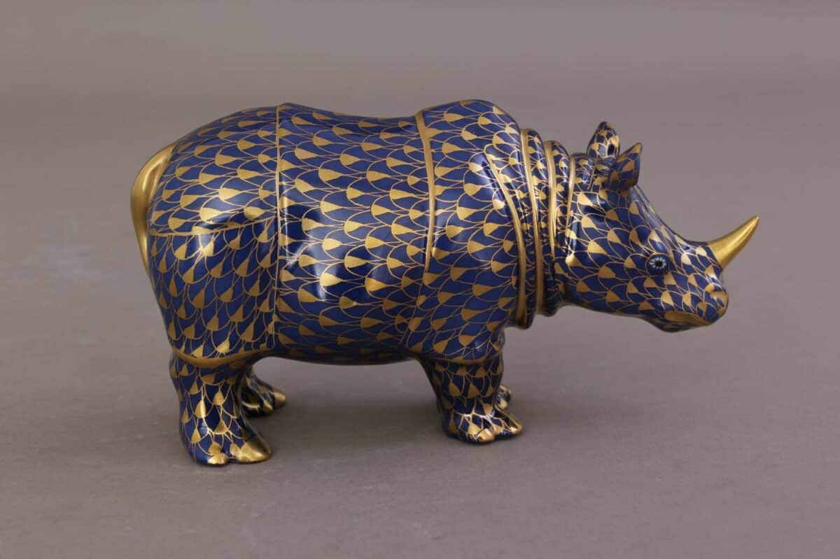 Herend-Rhino-Cobalt Blue-Gold-15333-0-00-VHB-OR-2