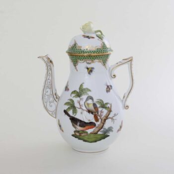 Coffee Pot, bird knob - Rothschild Bird Green Fish Scale