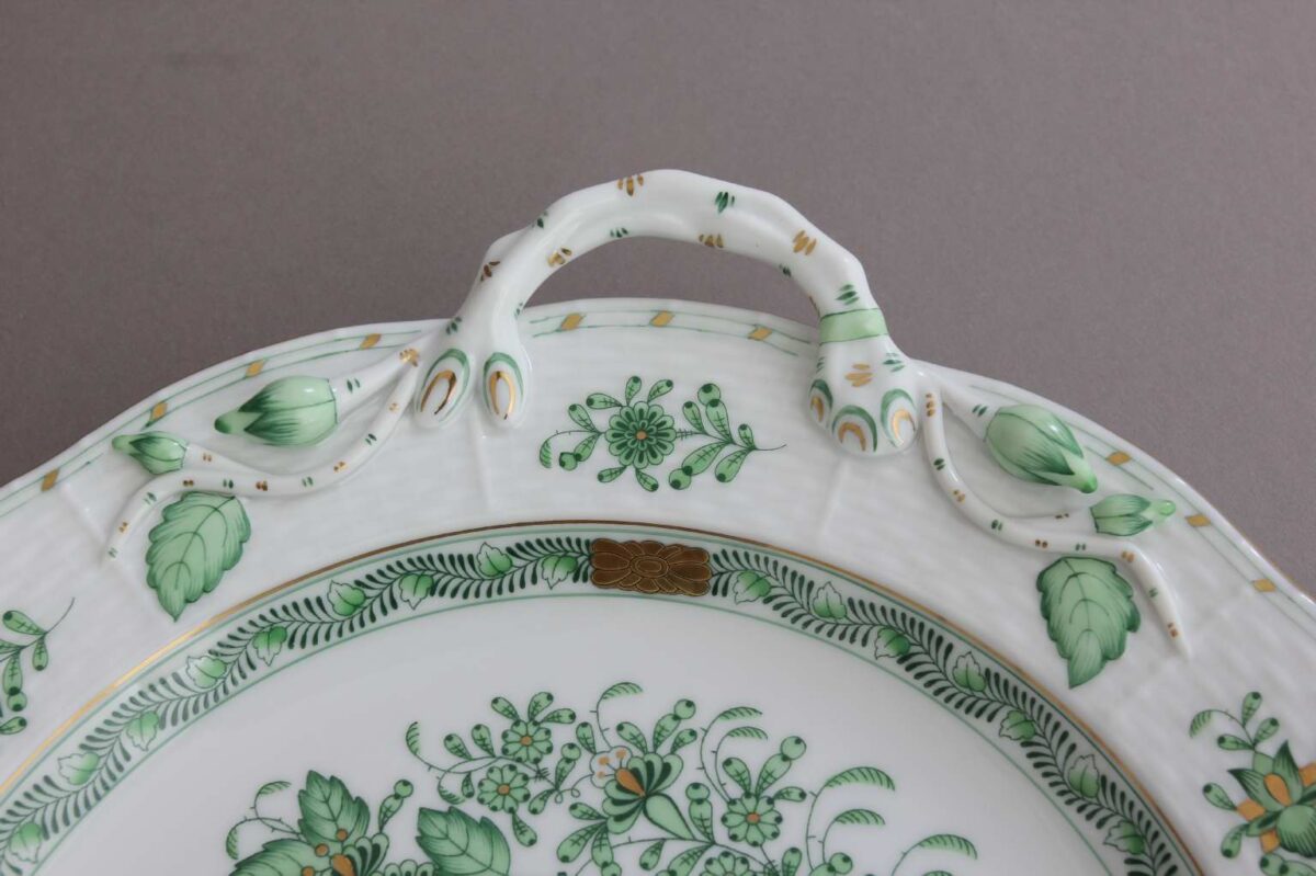 Cake Plate with Handle Indian Basket Green - Image 2