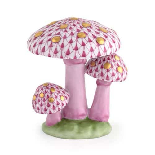 Mushroom Trio Fishnet Pink and Rust
